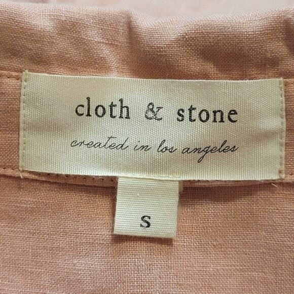 Cloth & Stone Linen Pink Button Down Shirt V Neck Long Sleeve Casual Workwear S - Picture 10 of 13